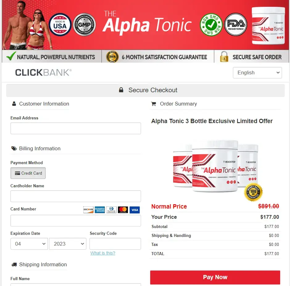 Alpha Tonic Get Official Site Checkout Page